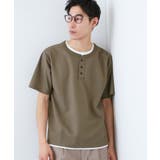 モカブラウン(042) | 【1枚でちゃんとして見える】ヘンリーネック レイヤード風 半袖Tシャツ | THE SHOP TK