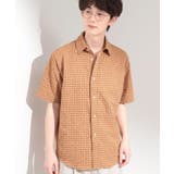 オレンジ(267) | サッカー ギンガムチェック 半袖シャツ 洗濯機OK | THE SHOP TK