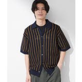 ネイビー(394) | 【マシンウォッシャブル】ニットストライプ半袖シャツ | THE SHOP TK