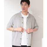 グレー(012) | 【抗菌防臭／UVカット／洗濯機OK】和紙混 半袖ニットシャツ | THE SHOP TK