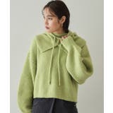 ミントグリーン(021) | 《ツインセット》バラクラバ×ハイネックショートニット【洗える】 | OPAQUE.CLIP