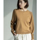 キャメルブラウン(041) | ラグランクルーネックニット エクストラファインメリノウール | OPAQUE.CLIP