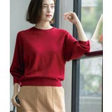 レッド(063) | ラグランクルーネックニット エクストラファインメリノウール | OPAQUE.CLIP