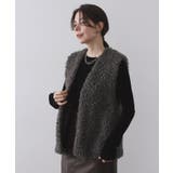 チャコールグレー(014) | カーリーフェイクファーベスト【洗濯機OK】 | OPAQUE.CLIP