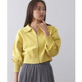 イエロー(032) | 襟付きZIPアップニットカーディガン【洗濯機洗い可/抗ピル】 | OPAQUE.CLIP