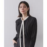 ブラック(519) | バイカラーボウタイブラウス【洗濯機OK】 | OPAQUE.CLIP