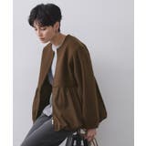 ブラウン(044) | ウールライクペプラムドッキングアウター【洗濯機洗い可】 | OPAQUE.CLIP