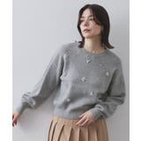 グレー(012) | ビジューニットトップス【洗える】 | OPAQUE.CLIP