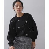 ブラック(019) | ビジューニットトップス【洗える】 | OPAQUE.CLIP