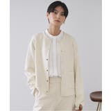 オフホワイト(003) | スナップボタン ダブルフェイス配色ニットカーディガン【洗濯機OK】 | OPAQUE.CLIP