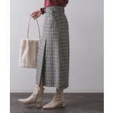 チェックツイード ラップ風ナロースカート【洗濯機OK】 | OPAQUE.CLIP | 詳細画像1 