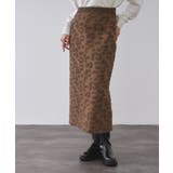 ブラウン(143) | レオパードジャカードニットスカート【洗濯機OK】 | OPAQUE.CLIP