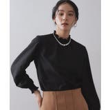 ブラック(019) | シャーリングハイネックブラウス【洗濯機OK】 | OPAQUE.CLIP