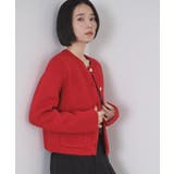 レッド(063) | ビジューボタンニットカーディガン【洗える】 | OPAQUE.CLIP