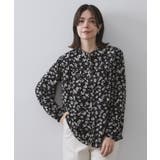ブラック(119) | フラワープリントブラウス【洗濯機OK】 | OPAQUE.CLIP