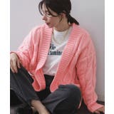 ピンク(072) | ケーブルローゲージニットカーディガン【洗濯機OK】 | OPAQUE.CLIP