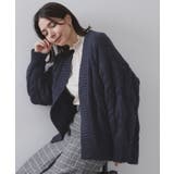 ネイビー(094) | ケーブルローゲージニットカーディガン【洗濯機OK】 | OPAQUE.CLIP