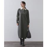 配色ポロ衿ニットワンピース【洗濯機OK】 | OPAQUE.CLIP | 詳細画像1 