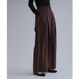 ブラウン(343) | 【es】ピンストライプ 変形ワイドパンツ【洗濯機OK】 | OPAQUE.CLIP
