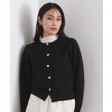 ブラック(019) | フェイクパールビジューボタンニットカーディガン【洗濯機OK】 | OPAQUE.CLIP