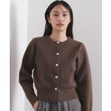 ブラウン(044) | フェイクパールビジューボタンニットカーディガン【洗濯機OK】 | OPAQUE.CLIP