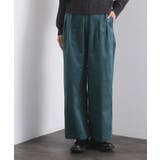 ブルーグリーン(097) | 別珍タックワイドパンツ【洗える】 | OPAQUE.CLIP