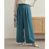 ブルーグリーン(097) | タックワイドカラーパンツ【洗濯機洗い可】 | OPAQUE.CLIP