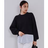 ネイビー(594) | レイヤード風ミドルゲージニット【洗濯機洗い可】 | OPAQUE.CLIP