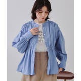 ブルー(092) | ウエストリボンペプラムシャツ【洗濯機洗い可】 | OPAQUE.CLIP
