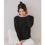 ブラック(619) | スパンコールボートネックニット【洗濯機洗い可】 | OPAQUE.CLIP