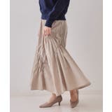 ベージュ(052) | シャーリングアシメフレアスカート【洗濯機洗い可】 | OPAQUE.CLIP