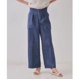 ブルー(093) | ハイウエストフロントZIPワイドパンツ【洗濯機洗い可】 | OPAQUE.CLIP