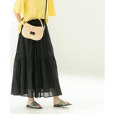 ブラック(019) | ギャザーフレアスカート/オーガニックコットン混【洗濯機洗い可】 | OPAQUE.CLIP