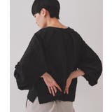 ブラック(019) | シャーリングスリーブブラウス【洗濯機洗い可】 | OPAQUE.CLIP