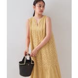 ベージュ(052) | インドコットンアイレット刺繍ティアードワンピース【洗える】 | OPAQUE.CLIP