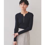 ネイビー(094) | ヘンリーネックリブニット【洗濯機洗い可】 | OPAQUE.CLIP