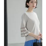 《6色展開》シアーボーダーフレアスリーブニット【洗濯機洗い可】 | OPAQUE.CLIP | 詳細画像20