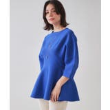 ブルー(093) | ランタンスリーブペプラムデザインニット【洗濯機洗い可/抗ピル】 | OPAQUE.CLIP