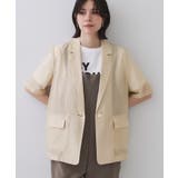 ライトベージュ(051) | シアーハーフスリーブテーラードジャケット【洗える】 | OPAQUE.CLIP