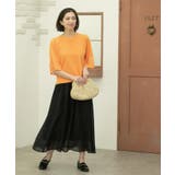 麻混シアーギャザーフレアスカート【洗濯機洗い可】 | OPAQUE.CLIP | 詳細画像1 