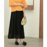 ブラック(019) | 麻混シアーギャザーフレアスカート【洗濯機洗い可】 | OPAQUE.CLIP
