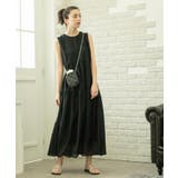 ブラック(019) | 麻混シアーギャザーティアードワンピース【洗濯機洗い可】 | OPAQUE.CLIP