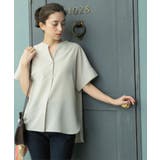 ライトグレー(011) | 《5色展開 SS LLサイズ》スキッパー金ボタンブラウス | OPAQUE.CLIP