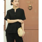 ブラック(019) | 《5色展開 SS LLサイズ》スキッパー金ボタンブラウス | OPAQUE.CLIP