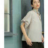 ライトベージュ(051) | リネンライクキーネックタックスリーブブラウス【洗濯機洗い可 吸水速乾 接触冷感】 | OPAQUE.CLIP