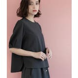 チャコールグレー(313) | ラメストライプタックスリーブブラウス セットアップ可【洗濯機洗い可 防シワ | OPAQUE.CLIP