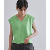 グリーン(622) | スパンコールラメVネックニット【洗える】 | OPAQUE.CLIP