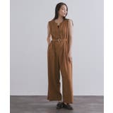 ブラウン(043) | 《Can Cam掲載》麻混ベルト付きオールインワン【洗濯機洗い可】 | OPAQUE.CLIP