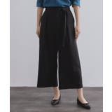 ブラック(019) | サッシュリボン付きラップデザインパンツ【洗濯機洗い可】 | OPAQUE.CLIP