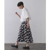 ブラッシュ柄タックフレアスカート【洗濯機洗い可】 | OPAQUE.CLIP | 詳細画像3 